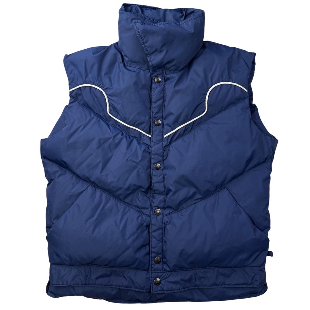 Vintage‎ Obermeyer Down Puffer Vest USA Blue Western Snap Mens L